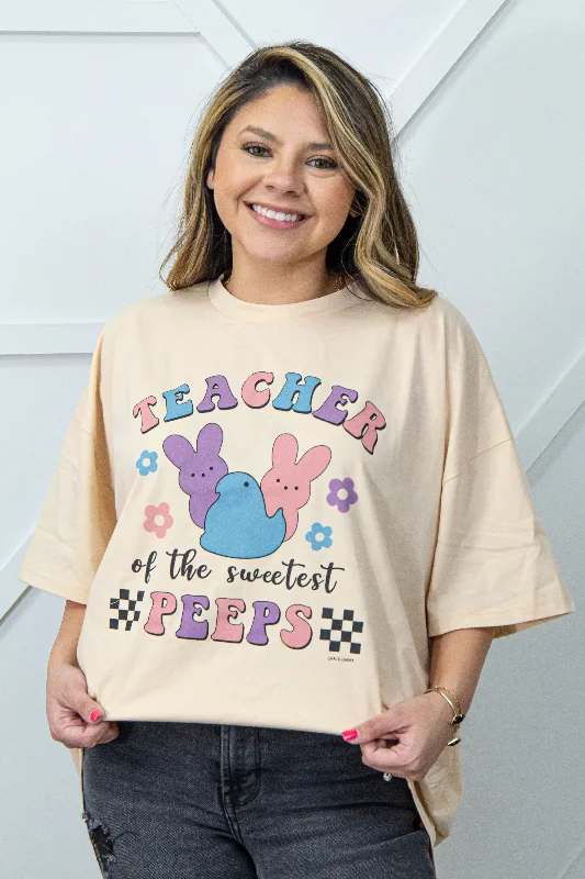 Teachers of the sweetest peeps on  Oversized Tee, Beige