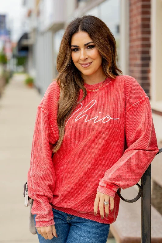 Cursive Ohio Ribbed Graphic Crewneck