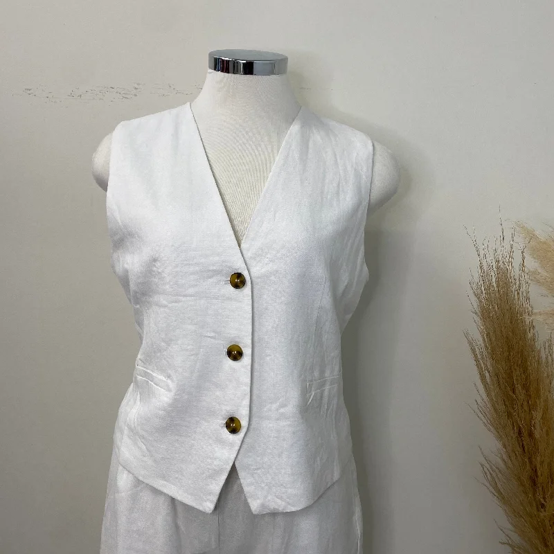 Linen Vest -White