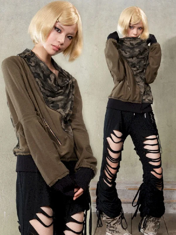 CAMOUFLAGE LONG SLEEVE SPLICED SWEATSHIRT [S0000009921]