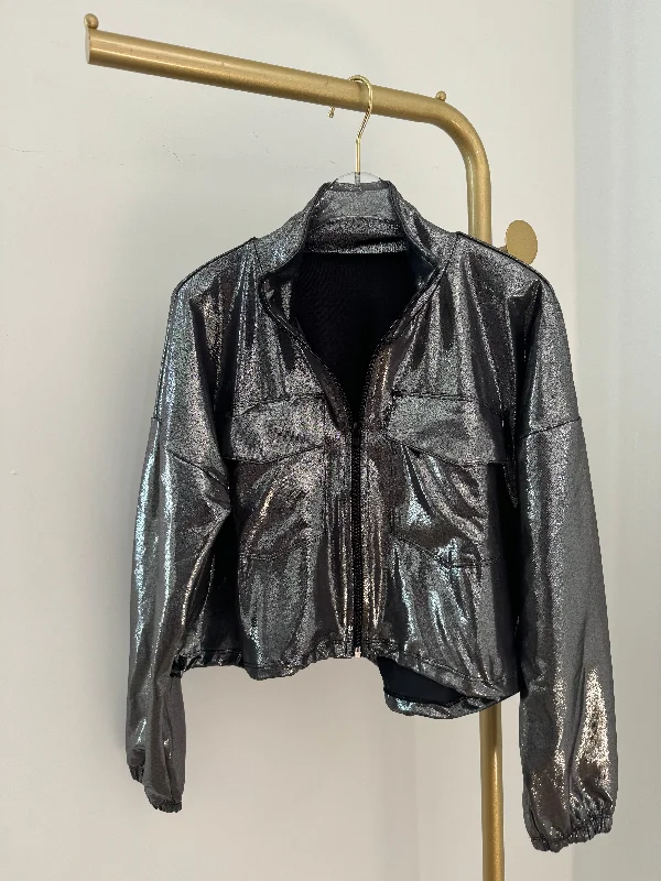 Silver Metallic Long Sleeve Jacket