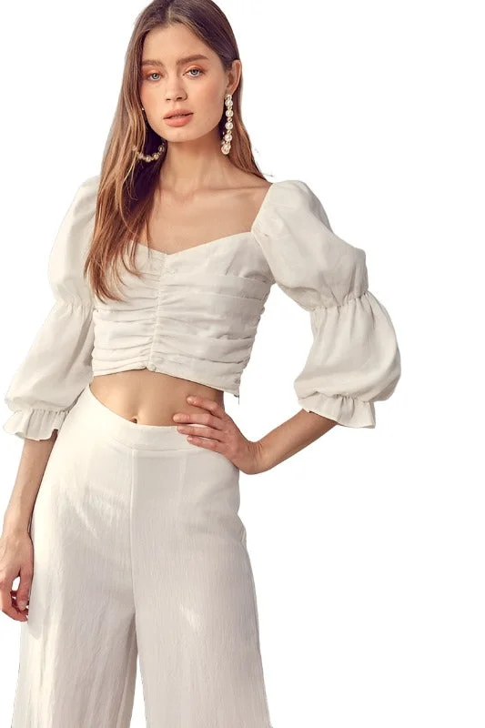 Ruffle Ruched Front Top