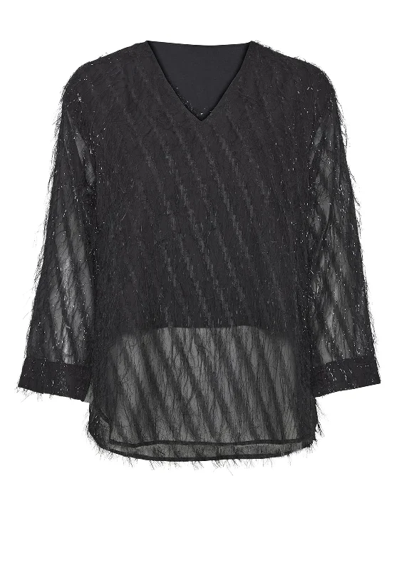 Fransa Tinsel Embellished Blouse, Black