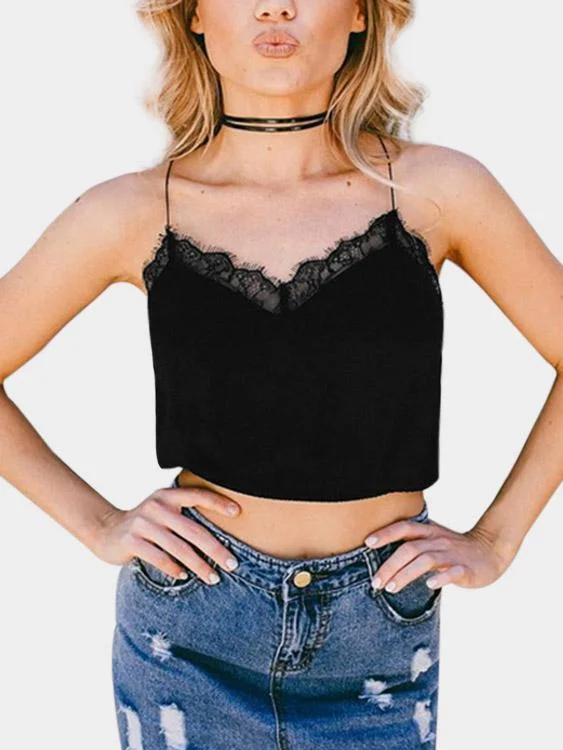 Custom Lace Trim Details V-Neck Cami