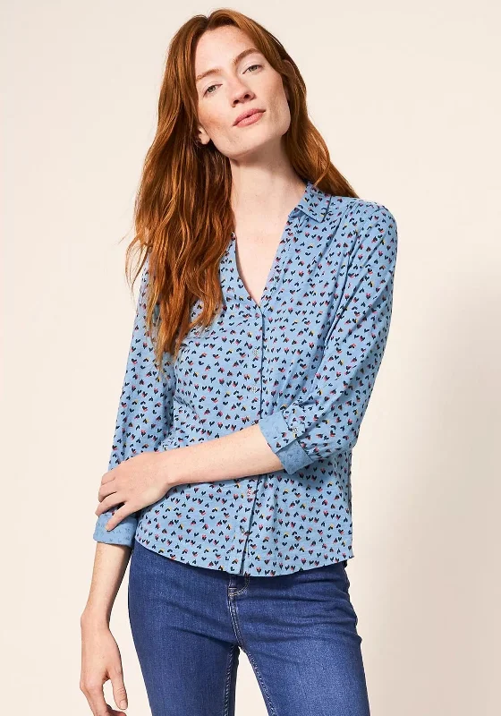 White Stuff Annie Cotton Jersey Shirt, Teal Multi