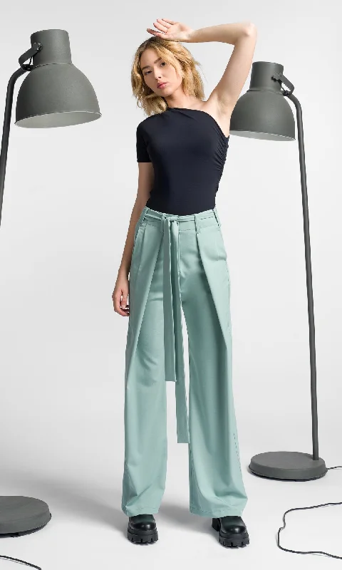 Folded Leg Pants with Belt