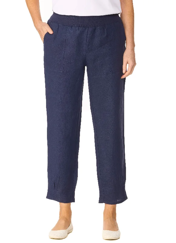 TELBA LINEN PANT - NAVY