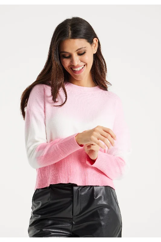 Liquorish Ombre Pattern Jumper In Pink And White