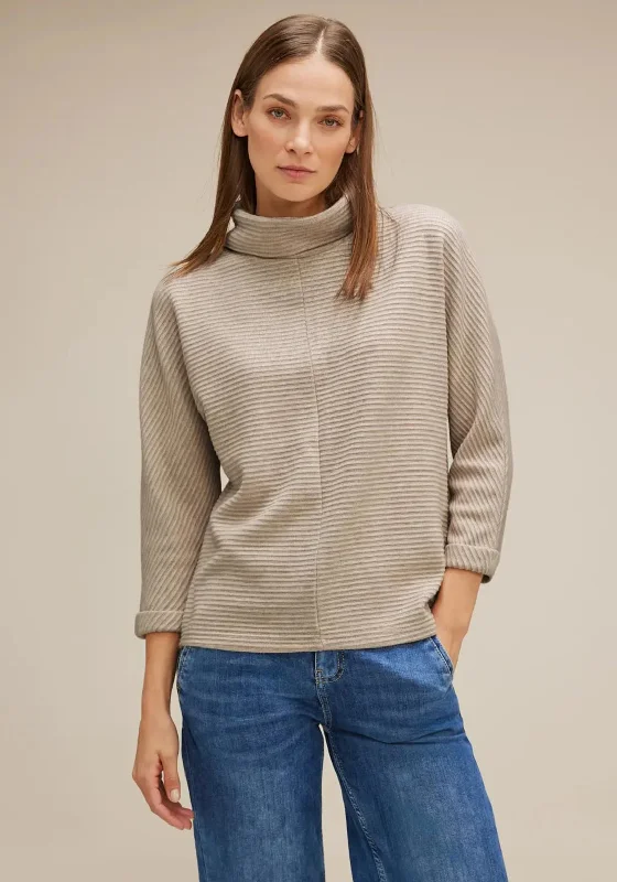 Street One Ribbed Structured Sweater, Spring Sand Melange