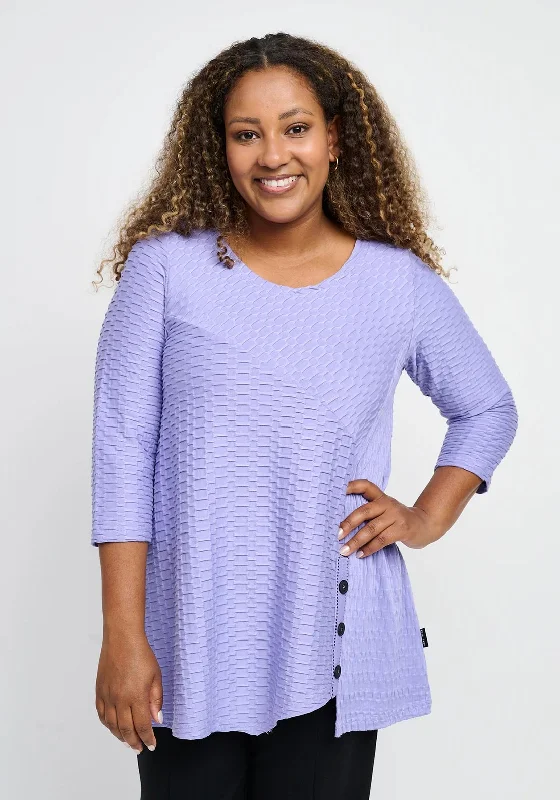 Pont Neuf Textured Button Detail Top, Lilac