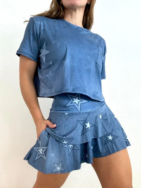 Denim Blue Stars Skirt / Top