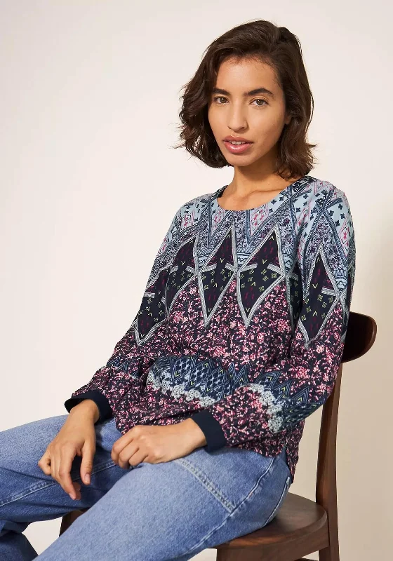 White Stuff Mila Bold Print Top, Navy Multi