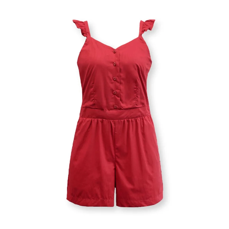 Organic Flutter Button Front Romper