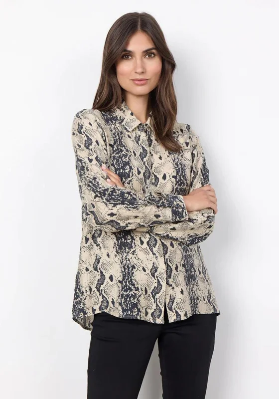 Soyaconcept Aida Snake Print Shirt, Cream