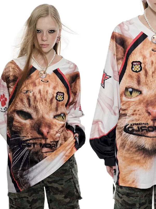 Cat Print Long Sleeve T-Shirt [S0000009849]