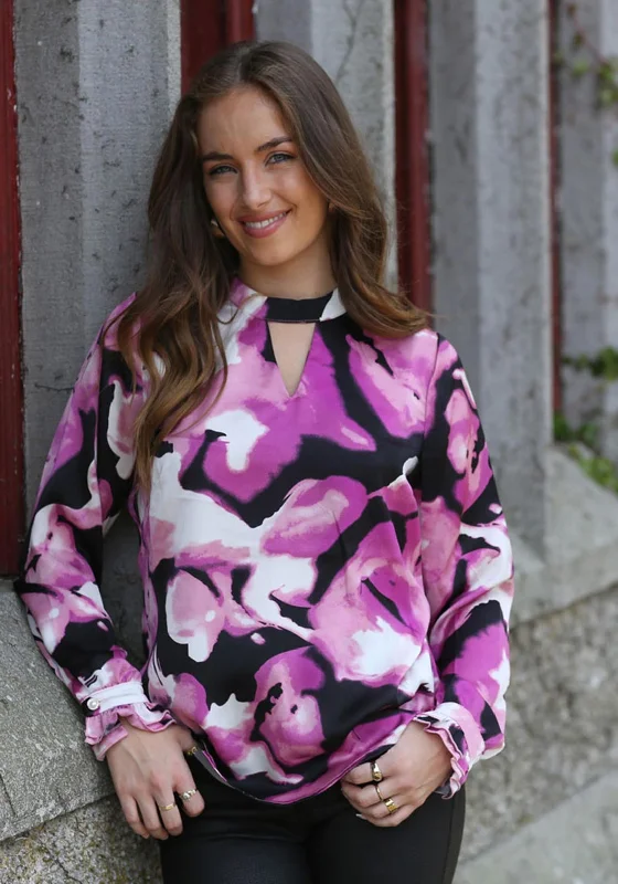 Rant and Rave Anya Bold Abstract Print Blouse, Pink