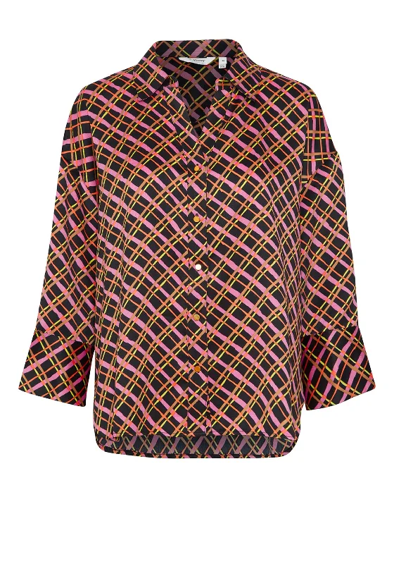 B.Young Trine Vibrant Pattern Crepe Blouse, Black Mix