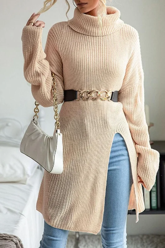 TURTLE NECK TUNIC KNIT SWEATER