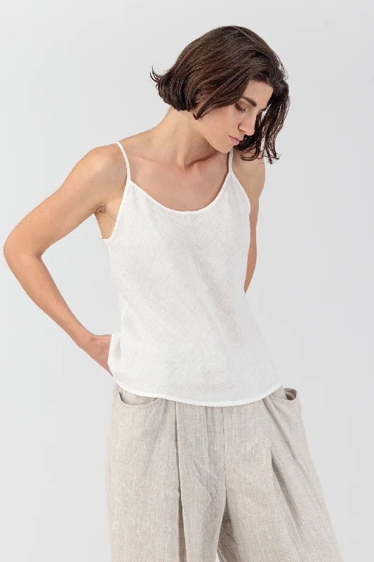 Souri Strappy Linen Top Off White