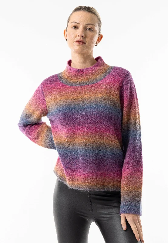 Rainbow Ombre Mock Neck Jumper