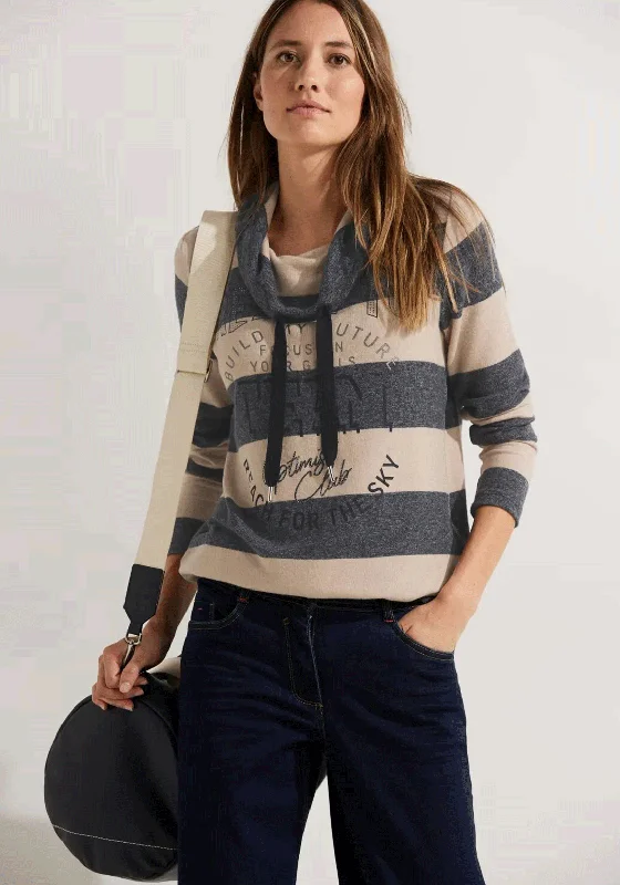 Cecil Text Print Striped Jumper, Night Sky Blue