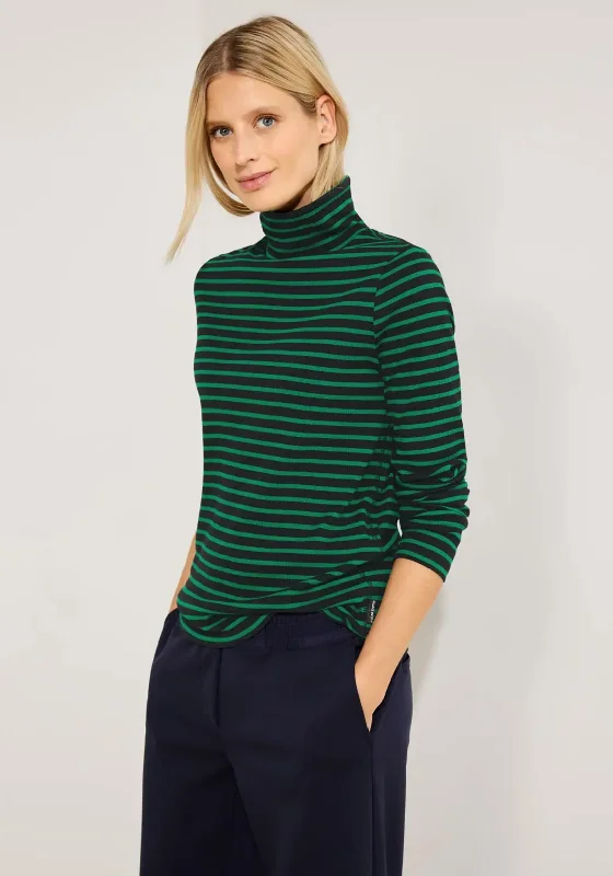 Cecil Stripe Turtleneck Top, Easy Green