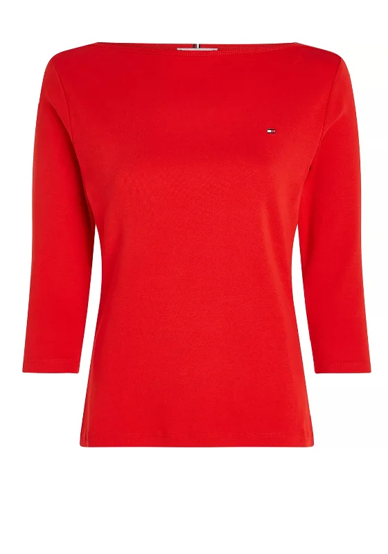 Tommy Hilfiger New Cody Slim Boat Neck Top, Fierce Red