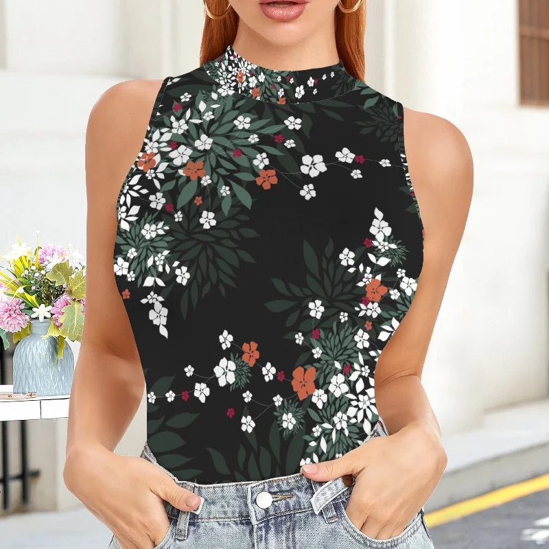 Casual Sleeveless Slim Fit Tank Top Blossom Black