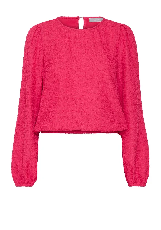 Fransa Heba Textured Blouse, Bright Rose