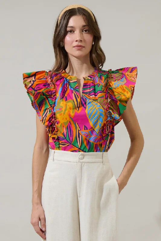 Milana Floral Ruffle Poplin Top