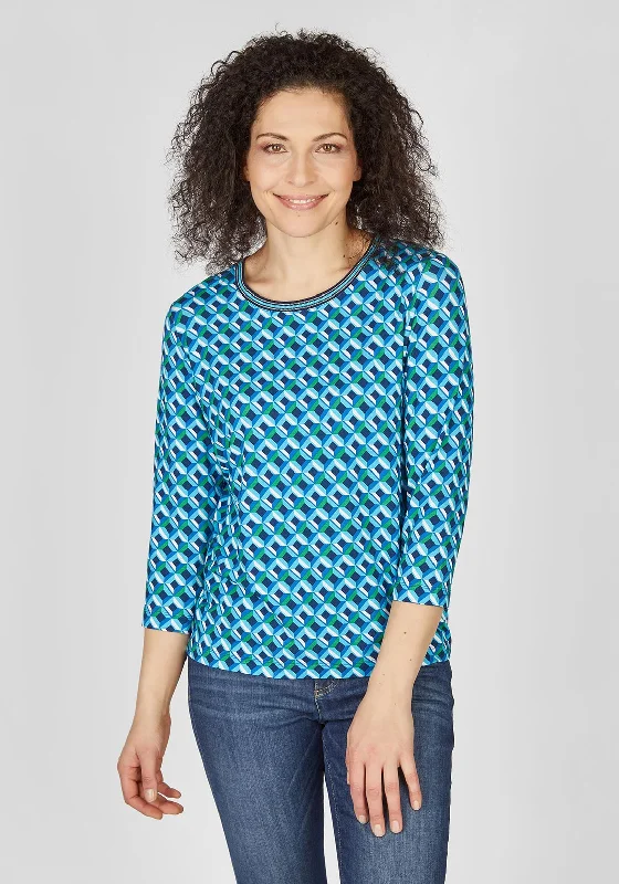 Rabe 3D Geo Print Top, Blue