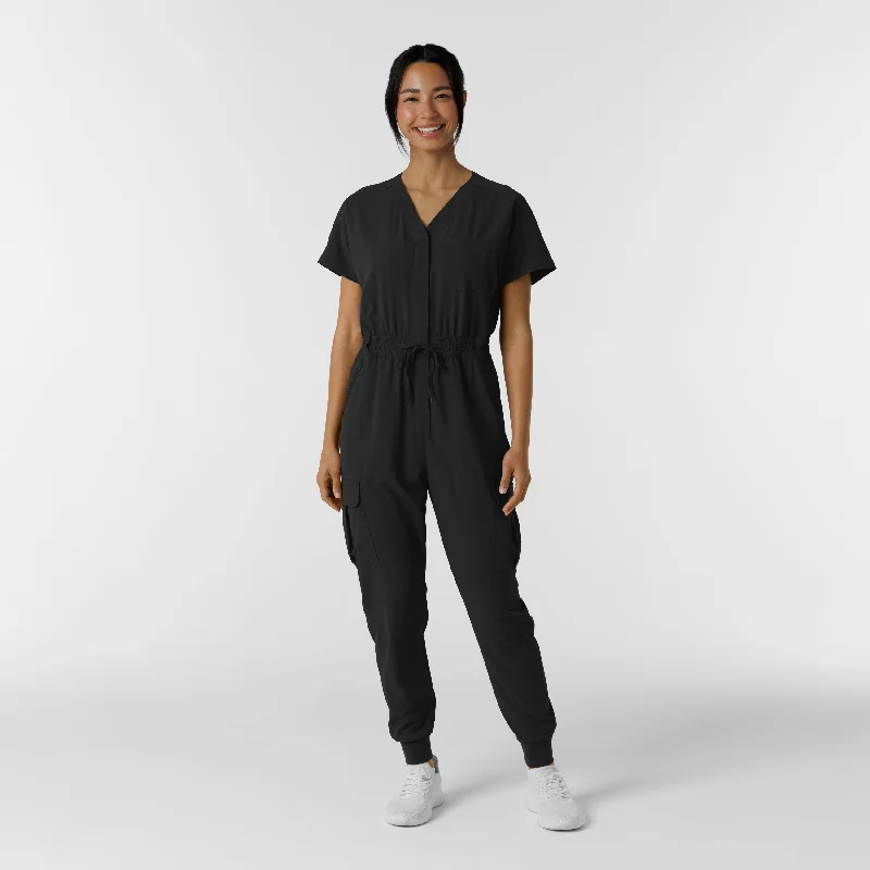 RENEW Women's Cargo Jogger Scrub Jumpsuit - Black