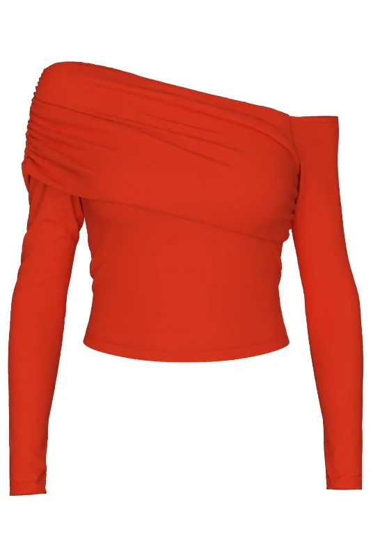 Pieces - Pcremi Ls Off Shoulderr Top - 4722810 High Risk Red