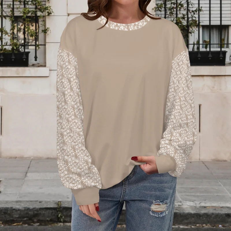 Beige Sweatshirt with White Floral