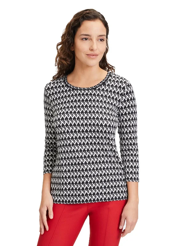 Betty Barclay Round Neck Zig Zag Top, Black