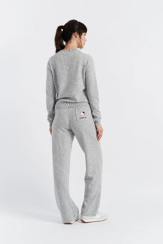 Grey Wool-Cashmere Hello Kitty Track Pants