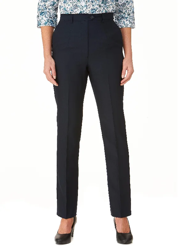 ROBINVALE FLAT FRONT PANT - NAVY