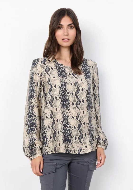 Soyaconcept Aida Snake Print Blouse, Cream