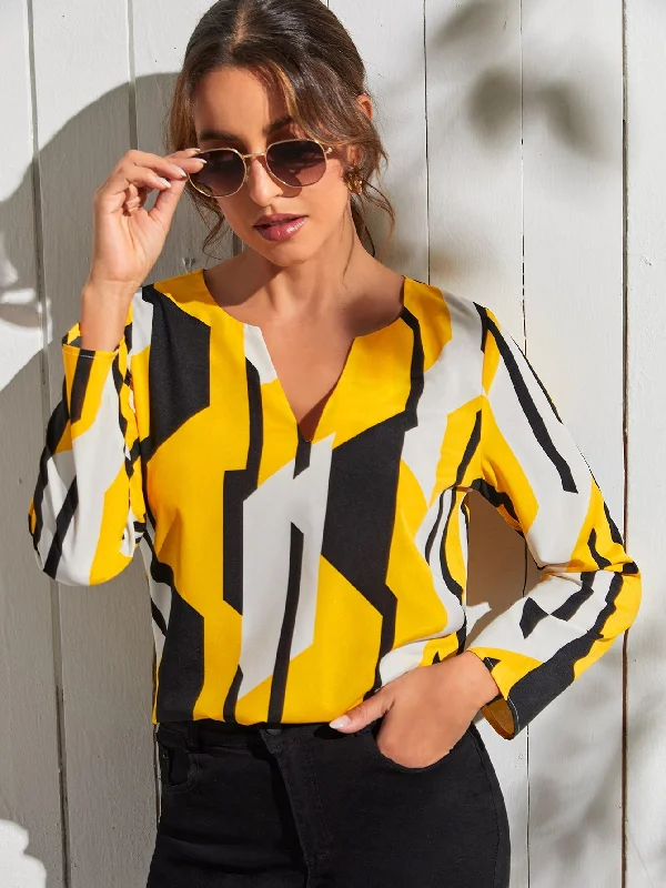 Casual Regular Sleeves Printed Women Yellow, White, Black Top ok