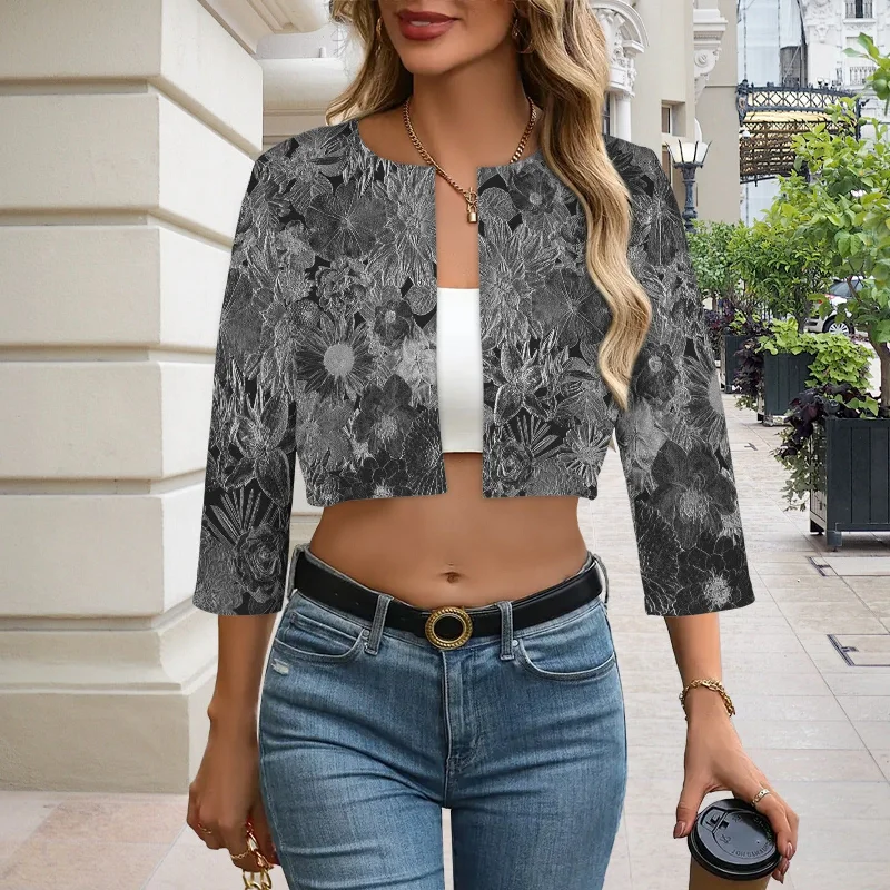 BW Floral MBoss II Open Front Short Blazer