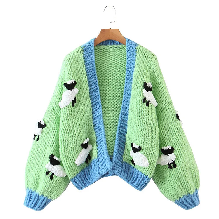 Main three-dimensional cartoon sheep pure handmade thick sweater 7326