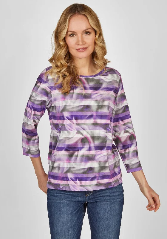 Rabe Round Neck Stiped Top, Violet