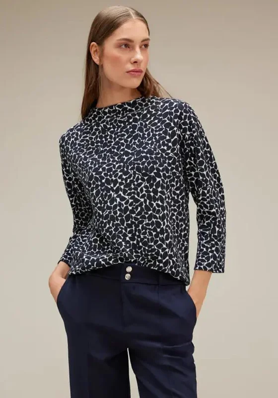 Street One Ottoman Print Top, Deep Blue