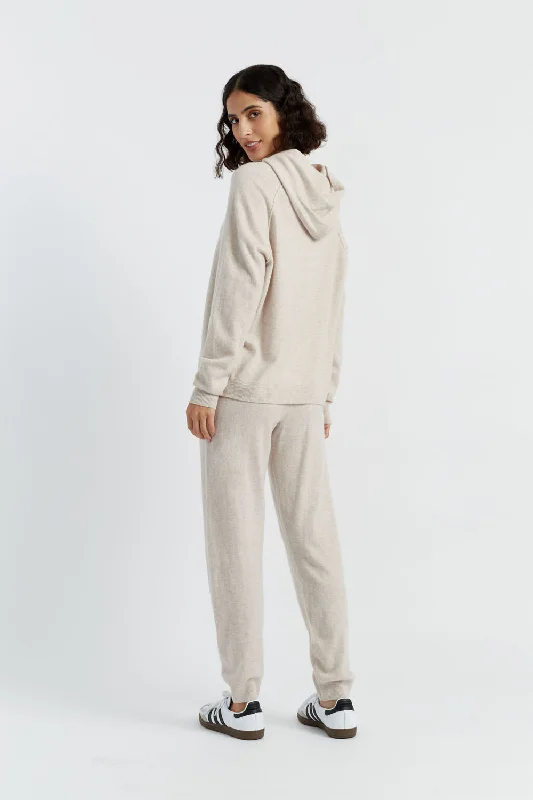 Light-Oatmeal Wool-Cashmere Cuffed Joggers