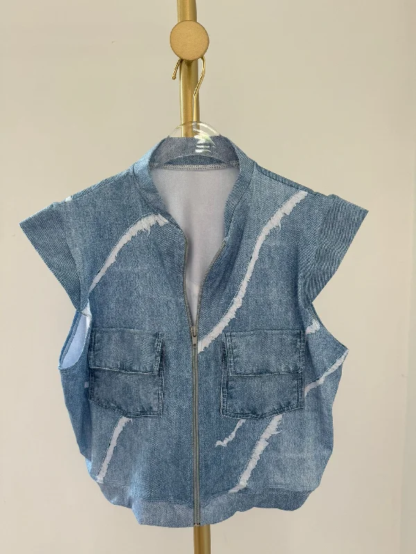 Distressed Denim Vest