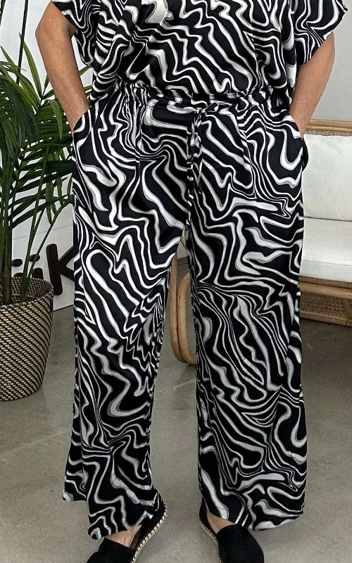 KIIK Luxe (LN) Silk blend wave palazzo pant! 10-12