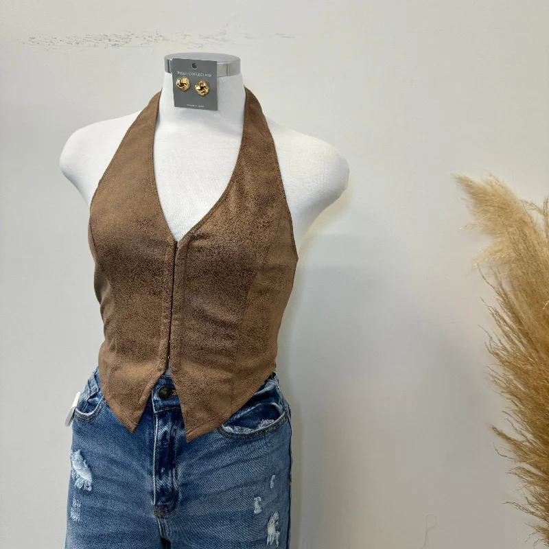 Rodeo Halter Top-Brown