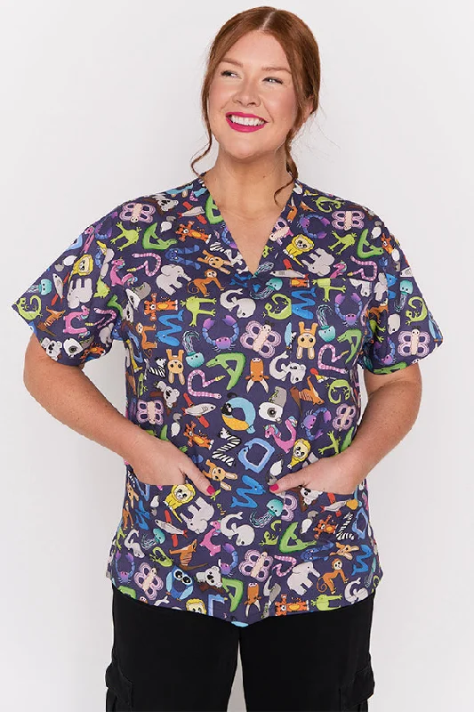 Meredith Alpha Animals Scrub Top