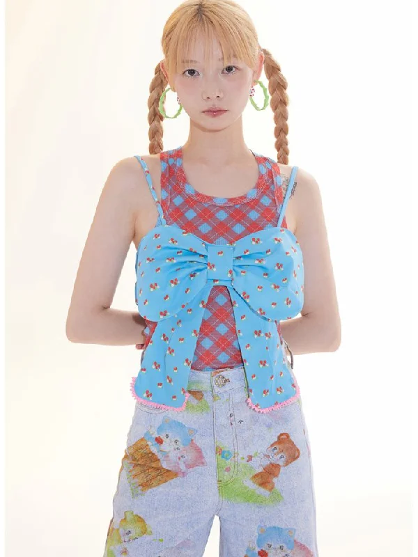 BOW Strawberry Blue Corset Camisole [S0000009777]