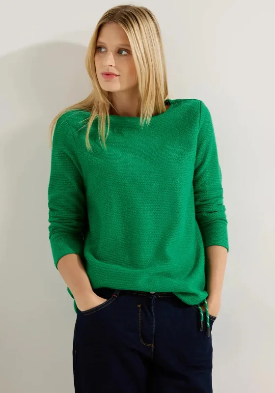 Cecil Textured Drawstring Sweater, Easy Green